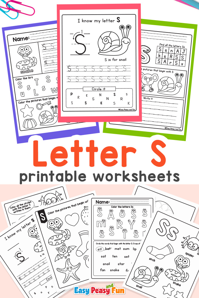 Letter S Worksheets for Preschool and Kindergarten