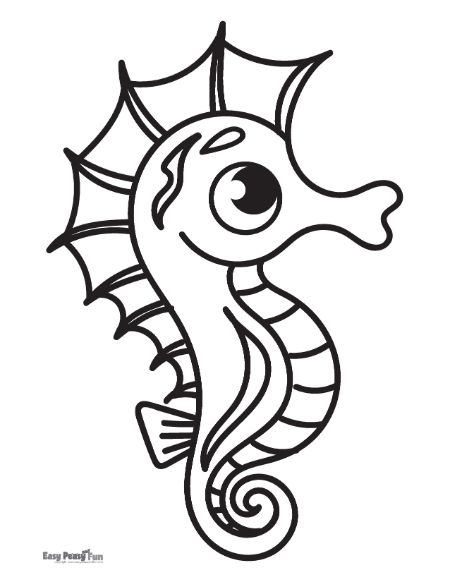 Easy Seahorse Coloirng Page