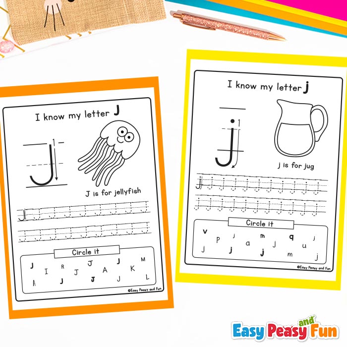 Practice Lower Case and Upper Case Letters Jj