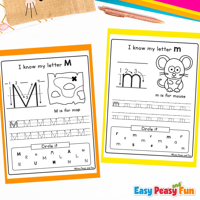 Practice Lower Case and Upper Case Letters Mm