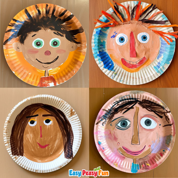 Paper Plate Self Portraits Art For Preschool and kidnergarten