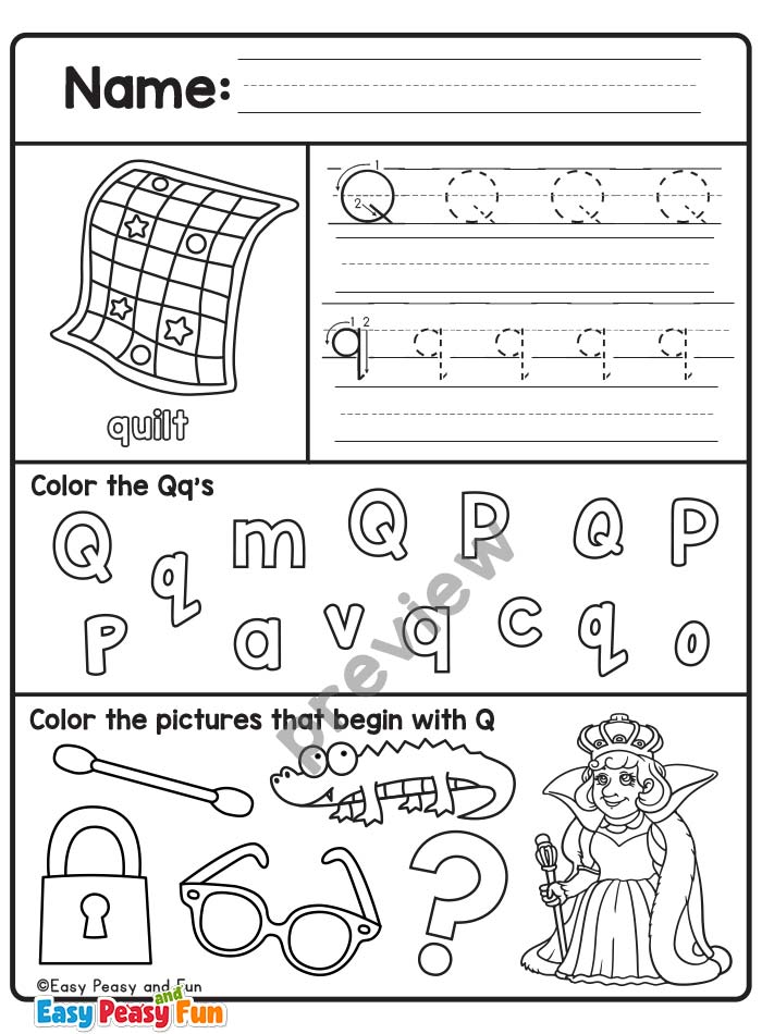 Review Beginning Sound Q Worksheets