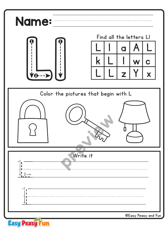 Review the Letter L Worksheets