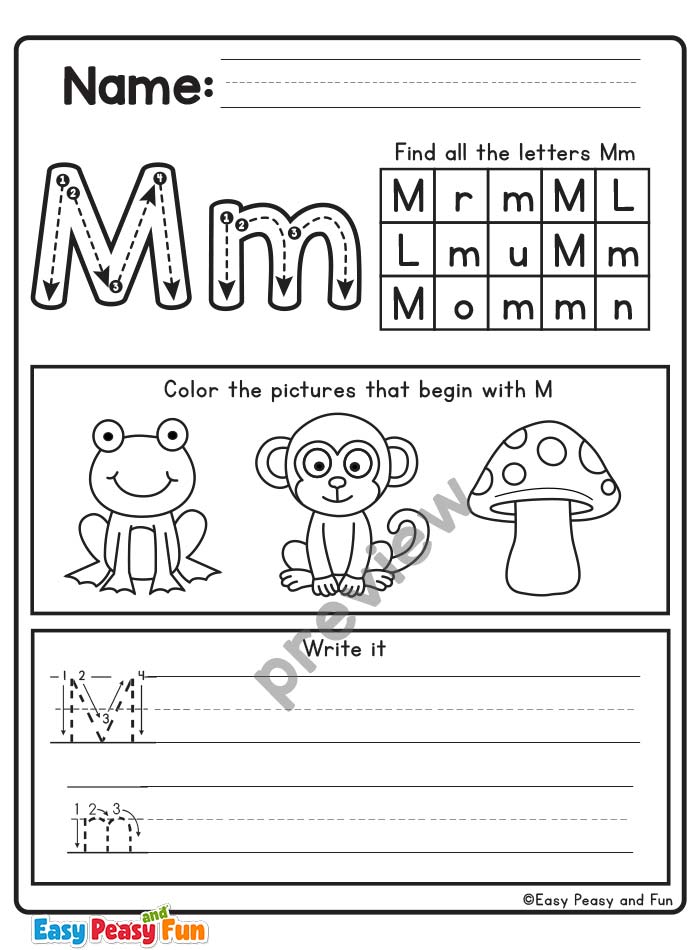 Review the Letter M Worksheets