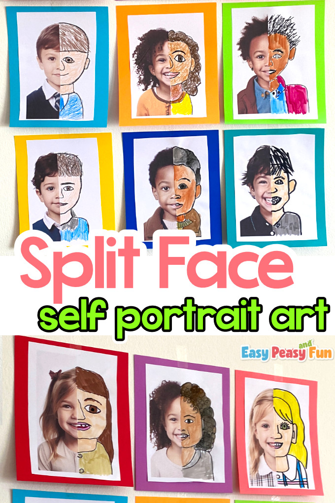 Split Face Self Portrait Art (Half Photo, Half Drawing)