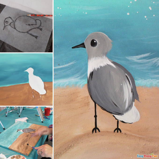 DIY Painting Seagulls Canvas Art Tutorial