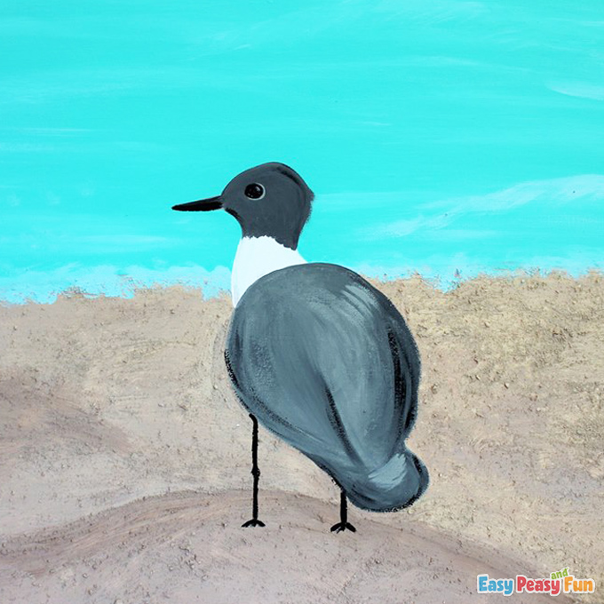 DIY Bird on Beach Acrylic Painting