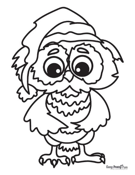 Sleeping Hat Owl Coloring Page
