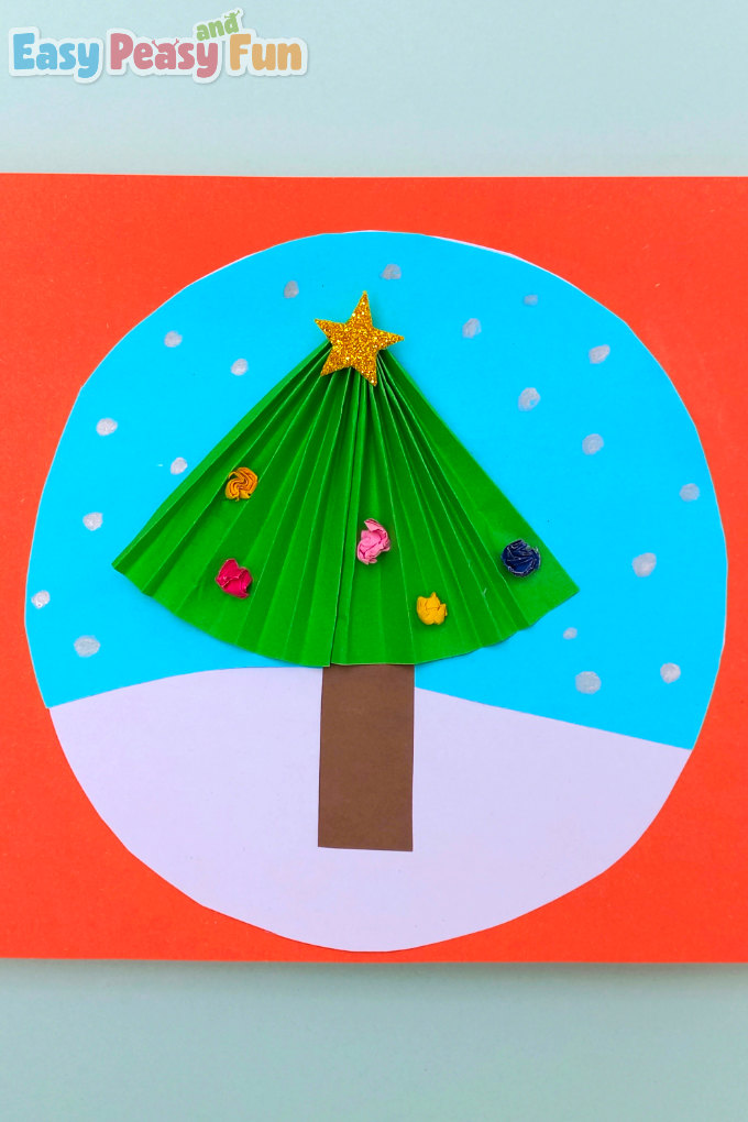 Easy Folded Paper Christmas Tree Craft for Kids