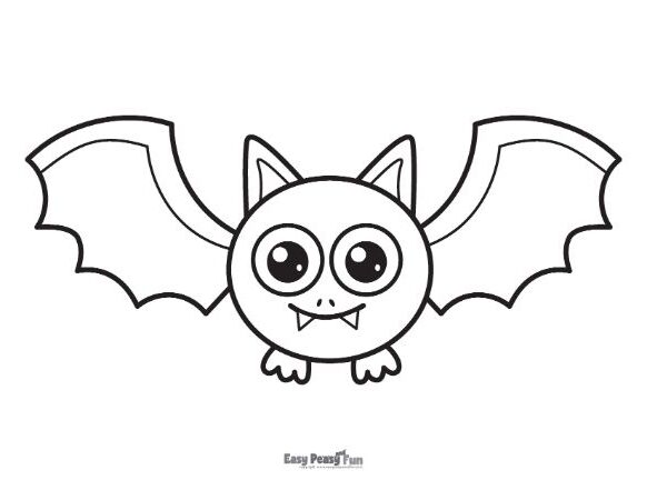 Happy Flying Bat Coloring Page