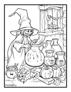Printable Witch Coloring Pages – 30 Sheets - Easy Peasy and Fun