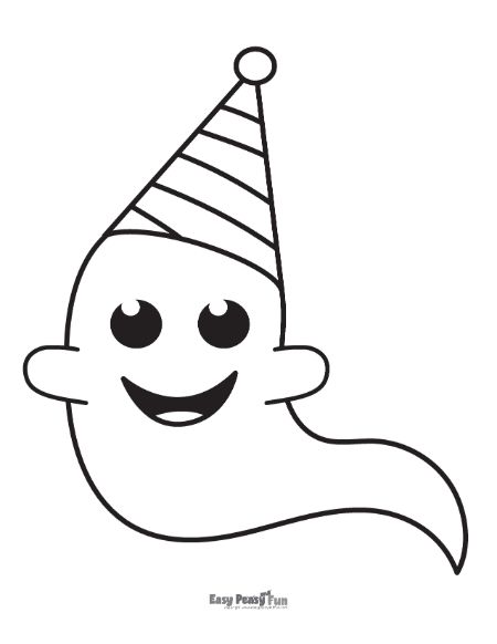 Party Ghost Coloring Page