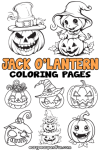 Printable Jack O'Lantern Coloring Pages – 30 Sheets - Easy Peasy and Fun