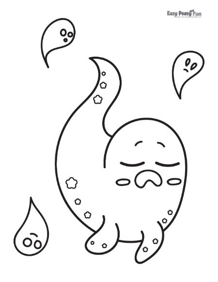 Sad Ghost Coloring Page
