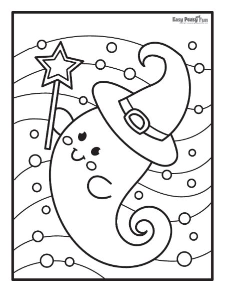 Wizard Ghost Coloring Sheet