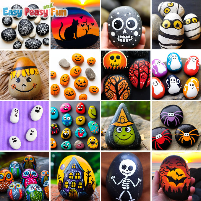 20 Halloween Rock Painting Ideas - Easy Peasy and Fun