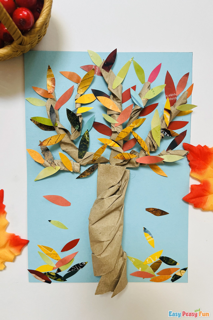 DIY Fall Tree Newspaper Craft