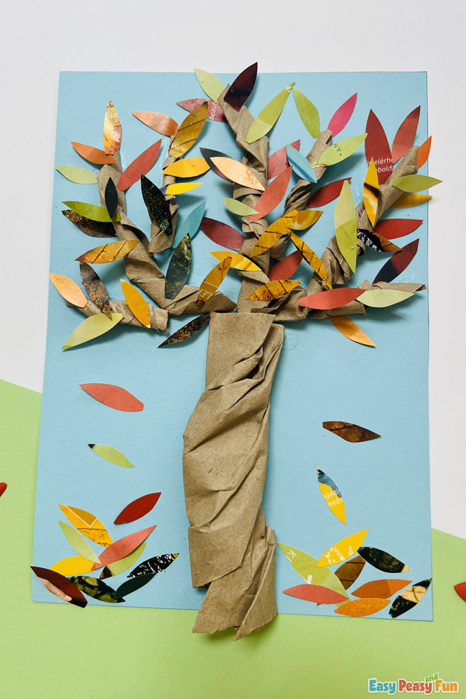 DIY Newspaper Fall Tree Craft
