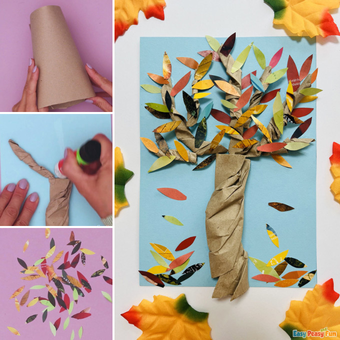 Fall Tree Newspaper Craft Idea