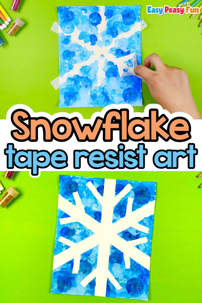 Tape Resist Snowflake Art Idea for Kids