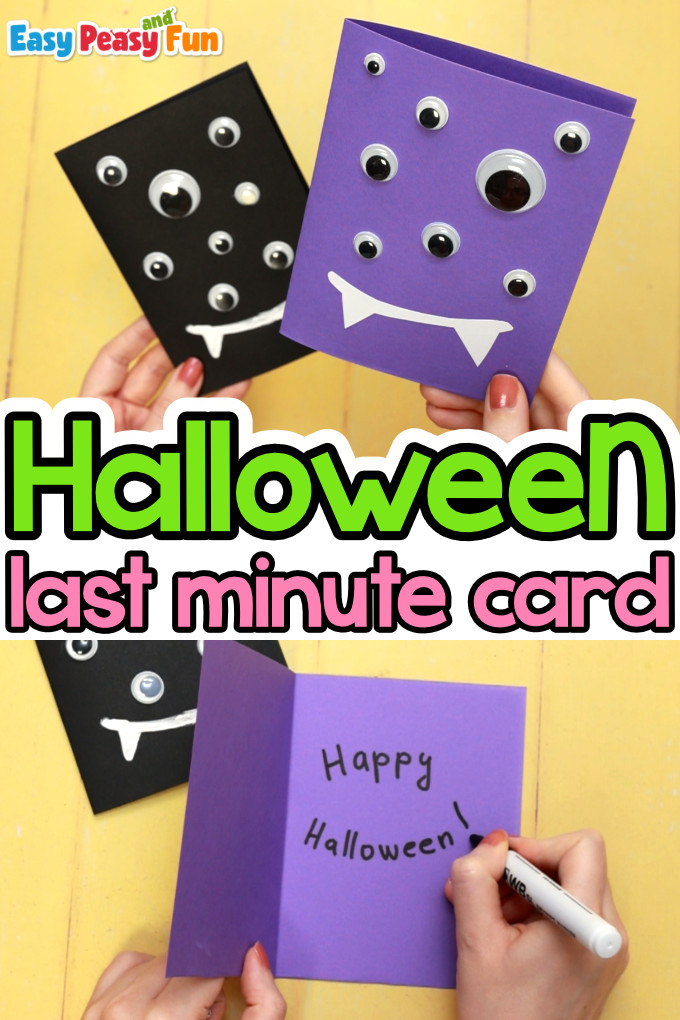 Last Minute Homemade Halloween Card with Googly Eyes