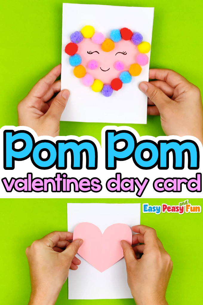 Pom Pom Heart Valentine's Day Card Idea