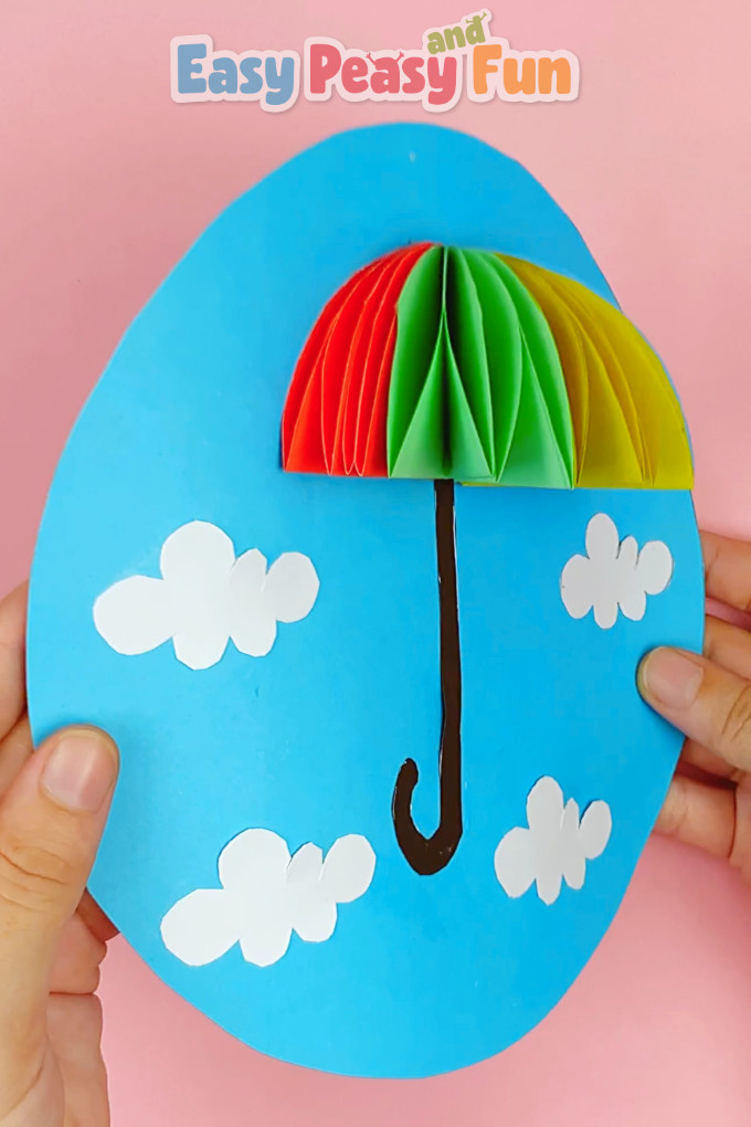 Rainy Day Paper Umbrella Craft for Kids