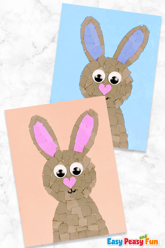 Torn Paper Easter Bunny Art for Preschool