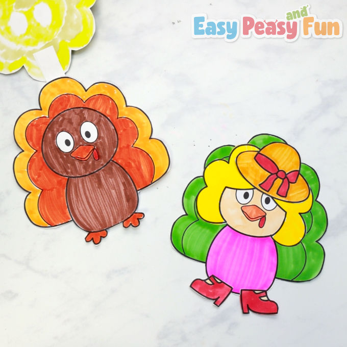 Printable turkey template disguised as a fancy lady