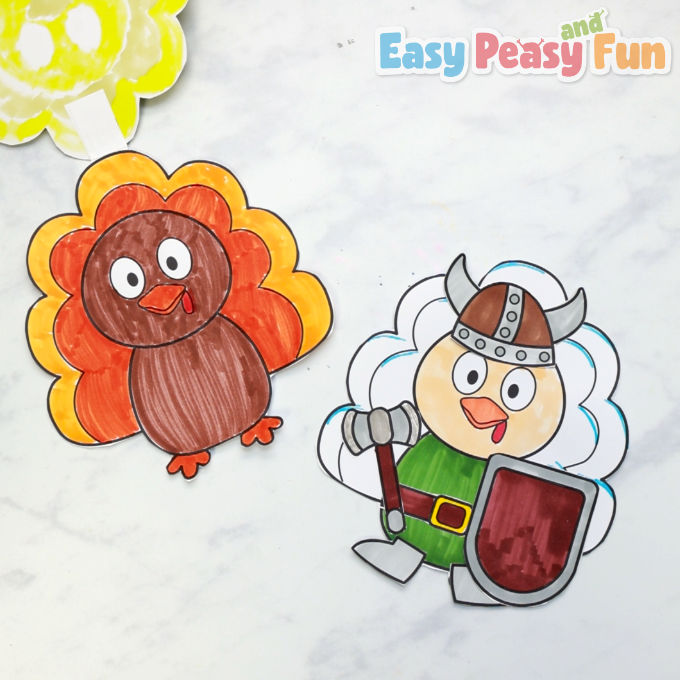 Printable turkey template disguised as a viking warrior