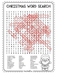 Answer Keys for Hard Christmas Wordsearch Puzzles 1