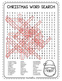 Answer Keys for Hard Christmas Wordsearch Puzzles 4
