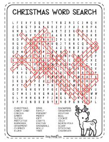 Answer Keys for Hard Christmas Wordsearch Puzzles 5