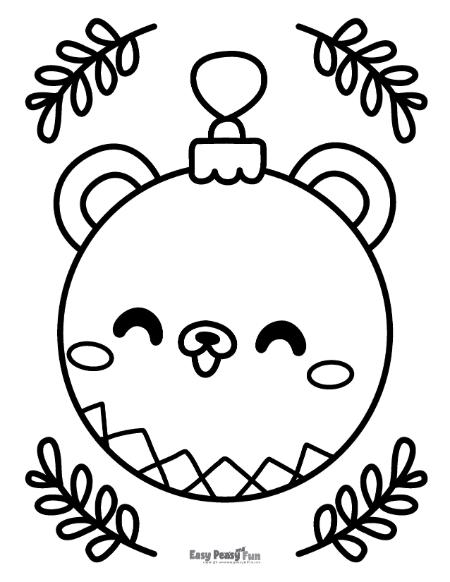 Picture of a Bear Ornament for Christmas Tree to Color