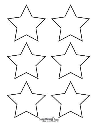 Six Medium Blank Star Outlines