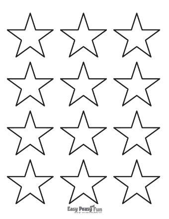Twelve Small Blank Star Outlines