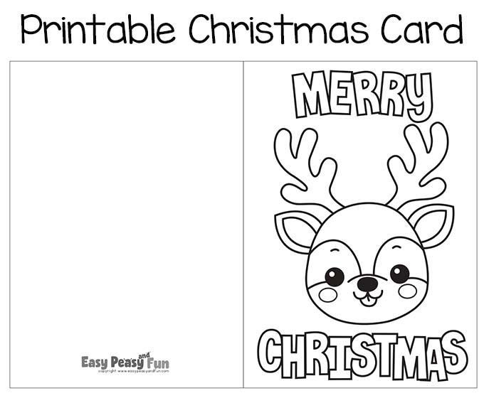 Cheeky Reindeer Printable Christmas Card to Color