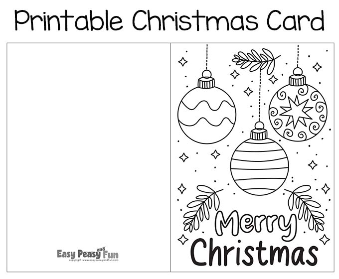 Ornaments Free Printable Christmas Card to Color