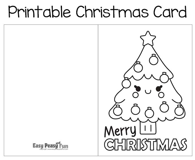 Christmas Tree Free Printable Christmas Card to Color