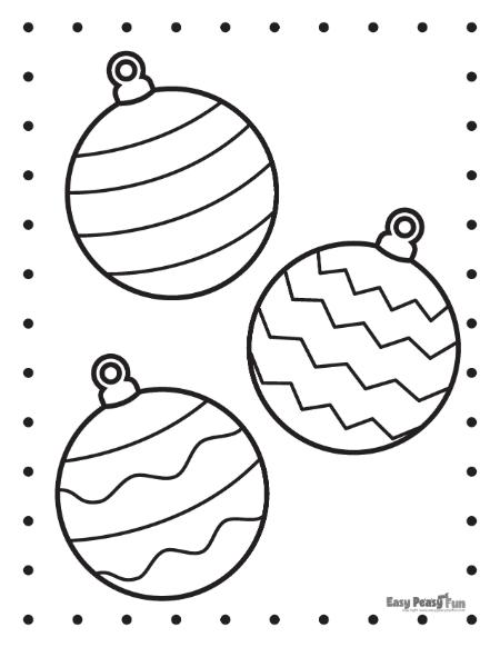 Easy Christmas Ornaments Picture to Color