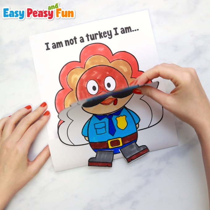 Disguise a Turkey as a Police Officer Printable Craft for Kids