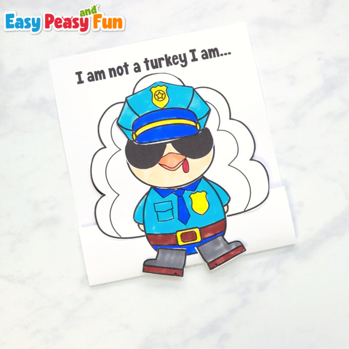 Disguise a Turkey as a Police Officer Printable Craft