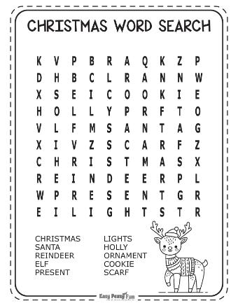 Easy Christmas Word Search Puzzles 1