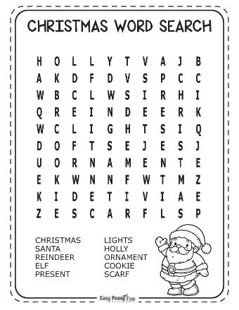 Easy Christmas Word Search Puzzles 2