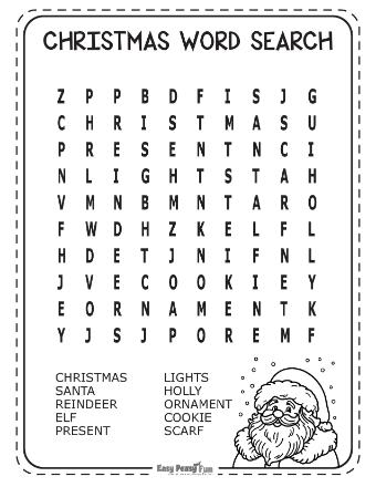 Easy Christmas Word Search Puzzles 3