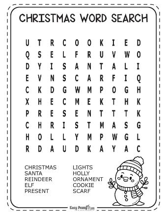 Easy Christmas Word Search Puzzles 5