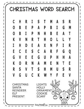 Easy Christmas Word Search Puzzles 6