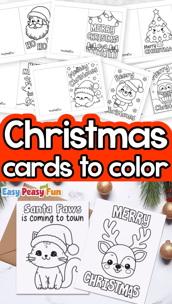 Free Printable Christmas Cards to Color for Kids
