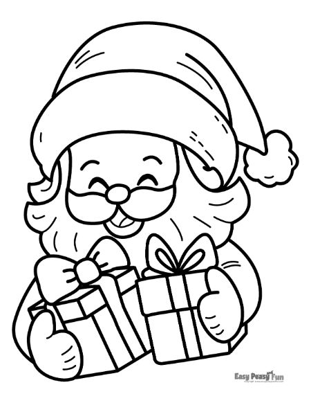 Santa with Gifts Image to Color