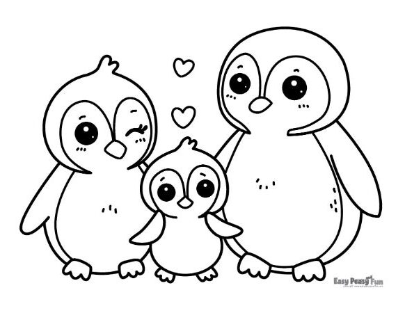 Coloring page of penguins